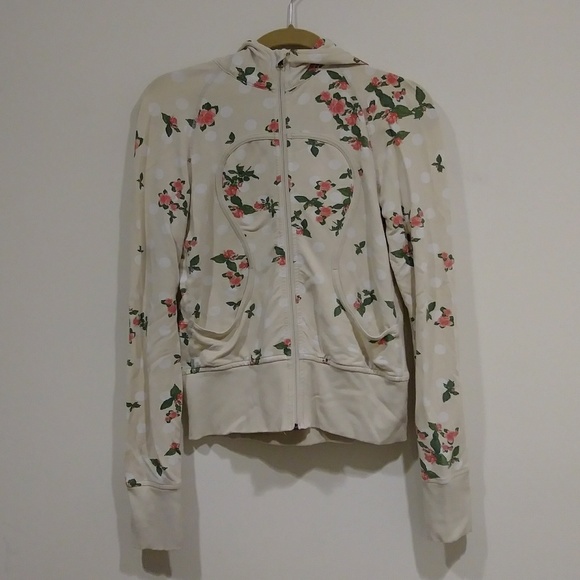 lululemon athletica Jackets & Blazers - Lululemon Beige Floral Polka Dot Jacket Hoodie